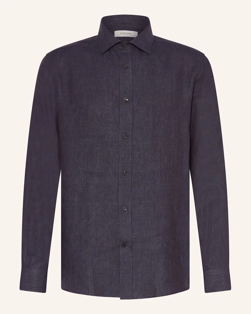 AGNONA Leinenhemd Regular Fit Dunkelblau