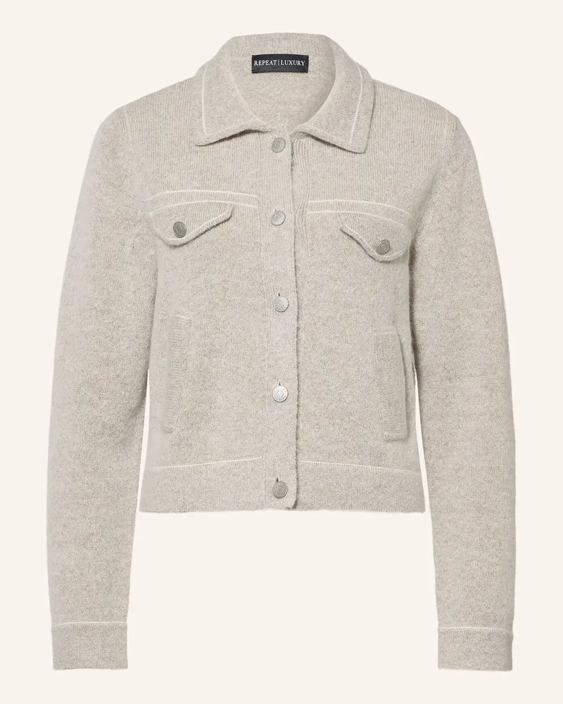 Repeat Strickjacke beige Grau