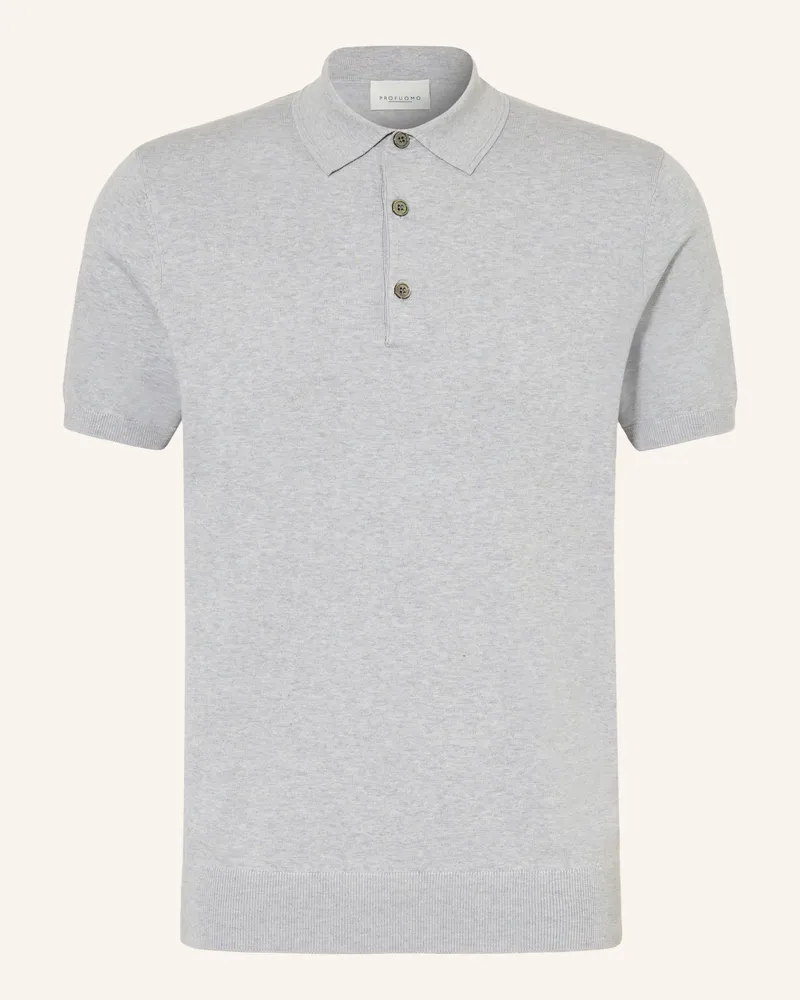Profuomo Strick-Poloshirt Hellgrau