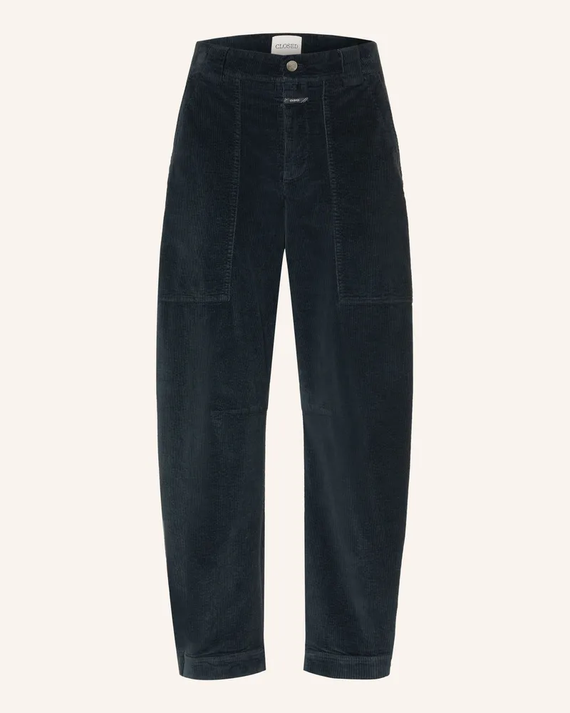 Closed 7/8-Hose Rhannon Aus Cord blau Dunkelblau
