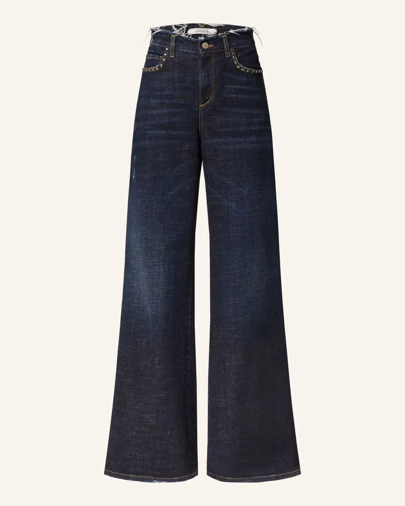 Dorothee Schumacher Flared Jeans DENIM ATTRACTION PANTS mit Nieten Blau