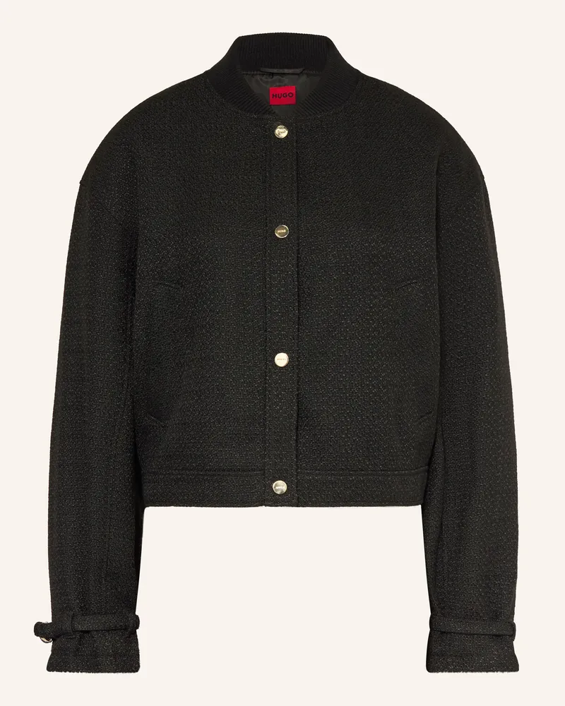 HUGO BOSS Kastenjacke Asense Aus Bouclé schwarz Schwarz
