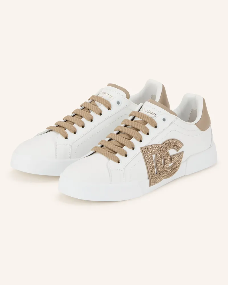 Dolce & Gabbana Sneaker PORTOFINO LIGHT STROBEL mit Schmucksteinen Weiss