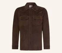 Leder-Overshirt braun