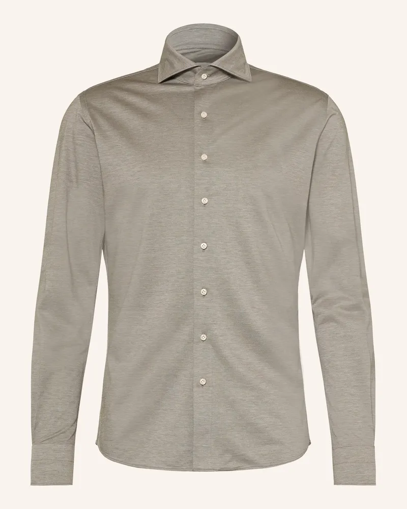 Profuomo Hemd Slim Fit gruen Dunkelgrau