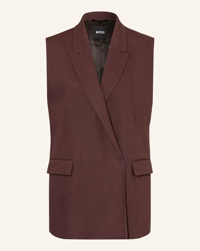 HUGO BOSS Blazerweste Jankania Mit Leinen braun Dunkelbraun