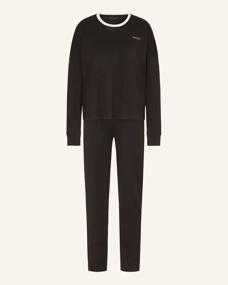 Marc O'Polo Schlafanzug schwarz Schwarz