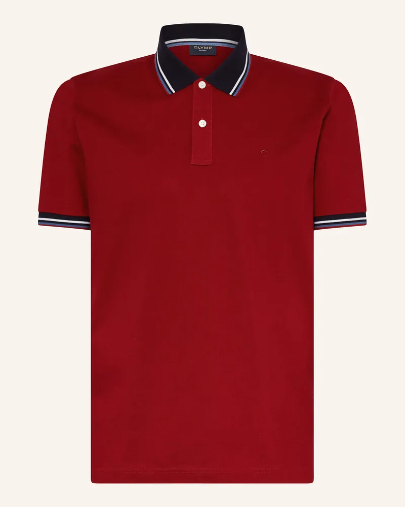 Olymp Piqué-Poloshirt Casual Fit Dunkelrot