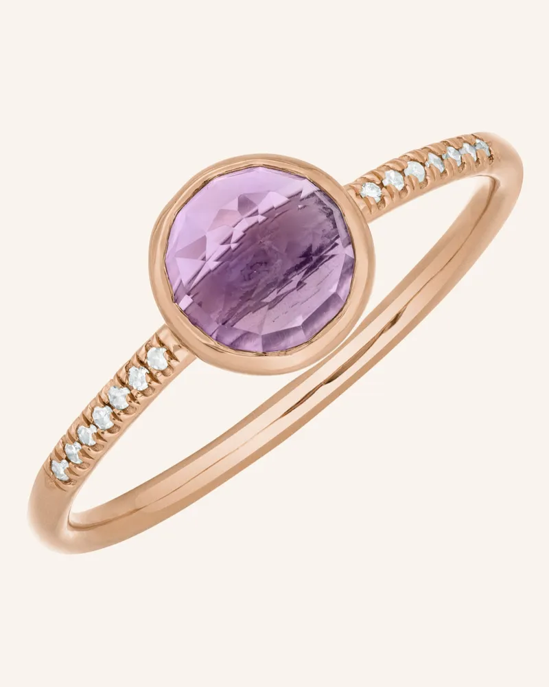 Leaf Ring AMETHYST aus 14 Karat Roségold mit Diamanten Roségold