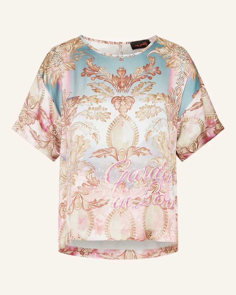Miss Goodlife T-Shirt aus Satin Blau