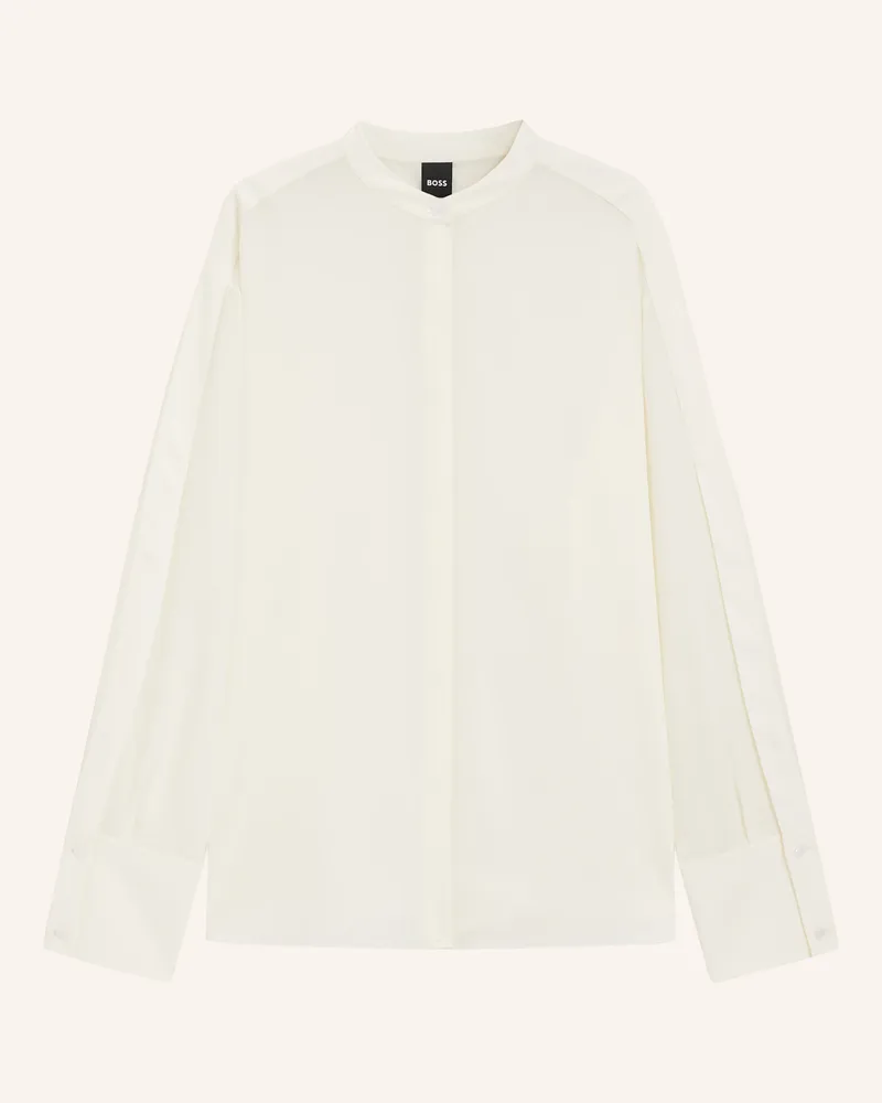 HUGO BOSS Business Bluse boplin1 Regular Fit beige Weiss