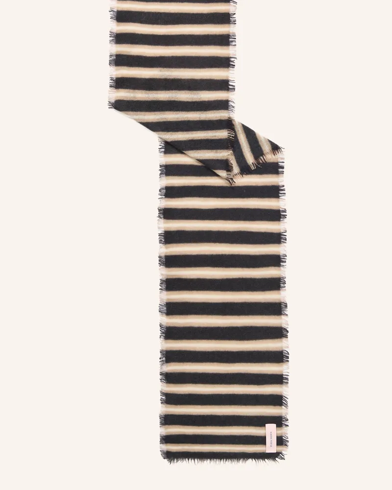 Puschoen Cashmere-Schal Slim Carmel Stripes schwarz Schwarz