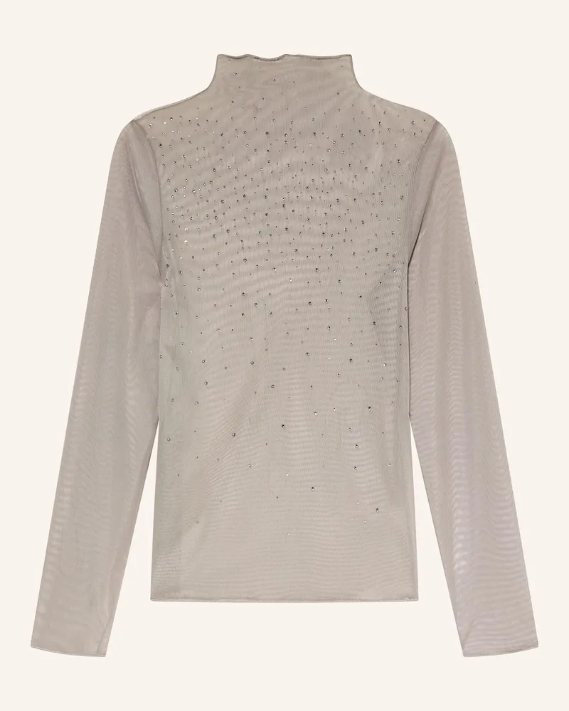 Marc Cain Longsleeve Aus Mesh Mit Schmucksteinen grau 836