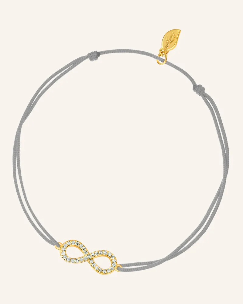 Leaf Freundschaftsarmband INFINITY aus 18 Karat Gelbgold mit Diamanten Grau