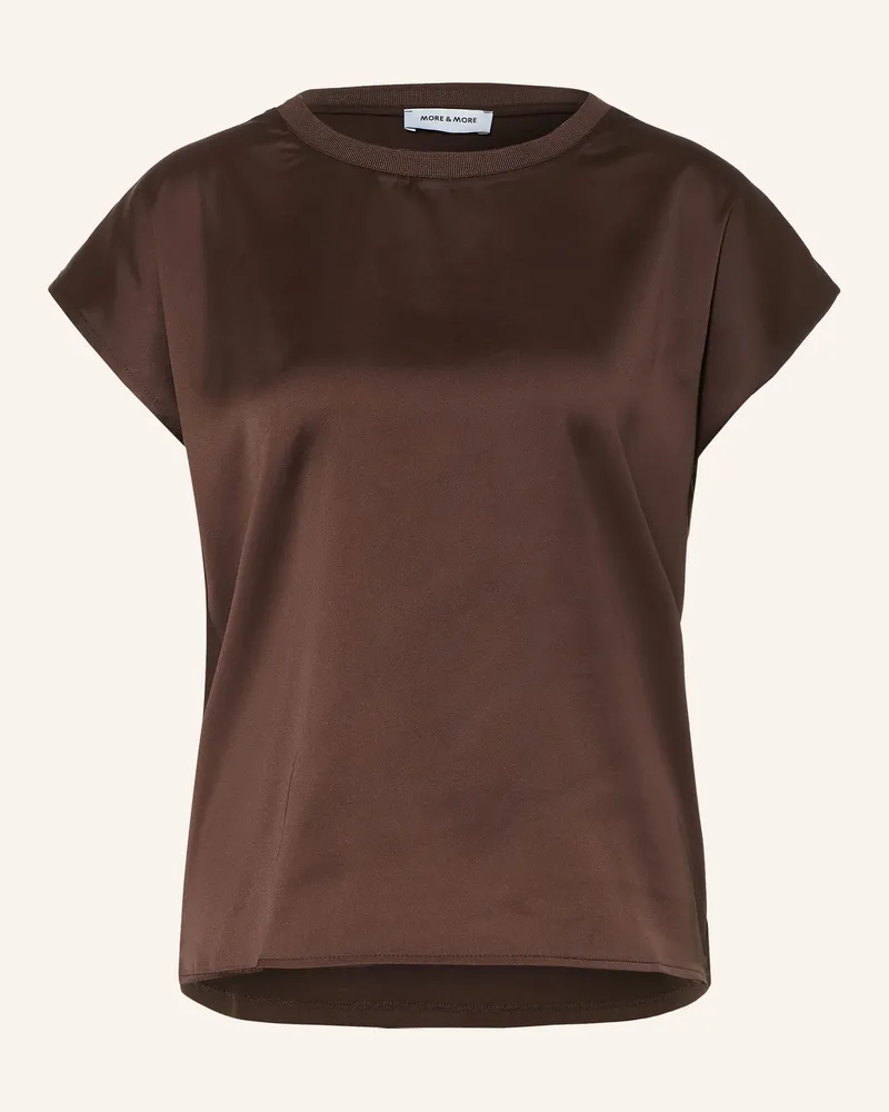 More & More Blusenshirt Im Materialmix braun Dunkelbraun