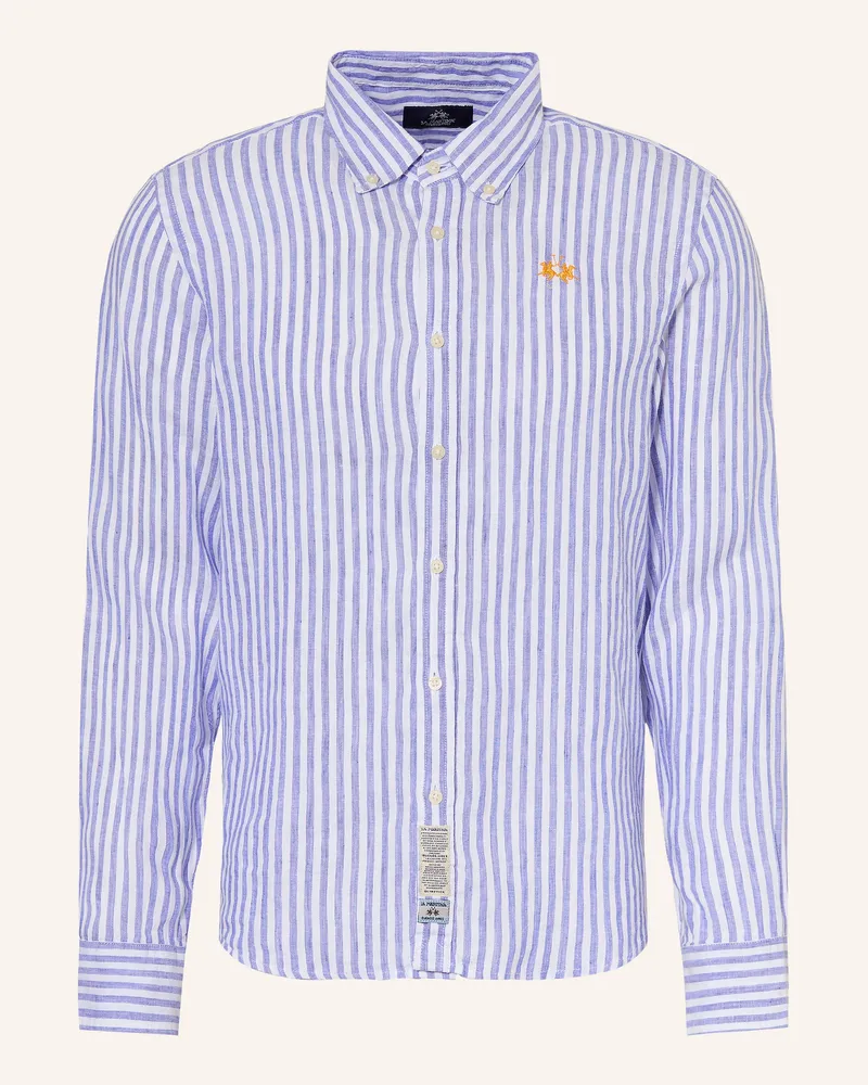 La Martina Leinenhemd Regular Fit Blau