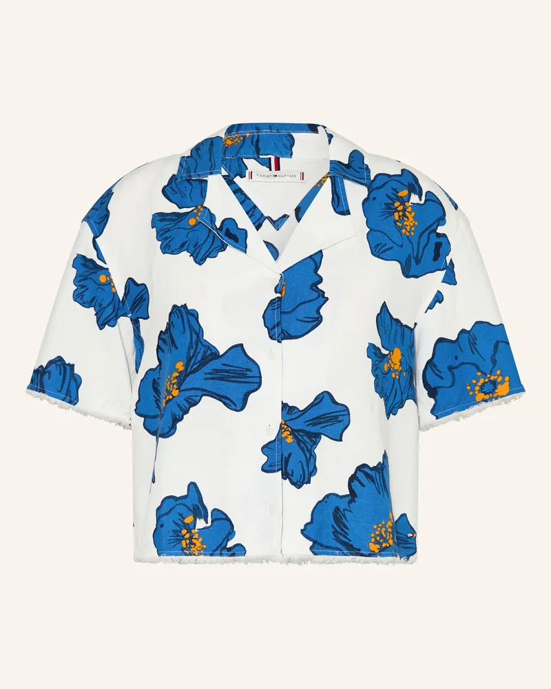 Tommy Hilfiger Blusenshirt Mit Leinen blau Creme