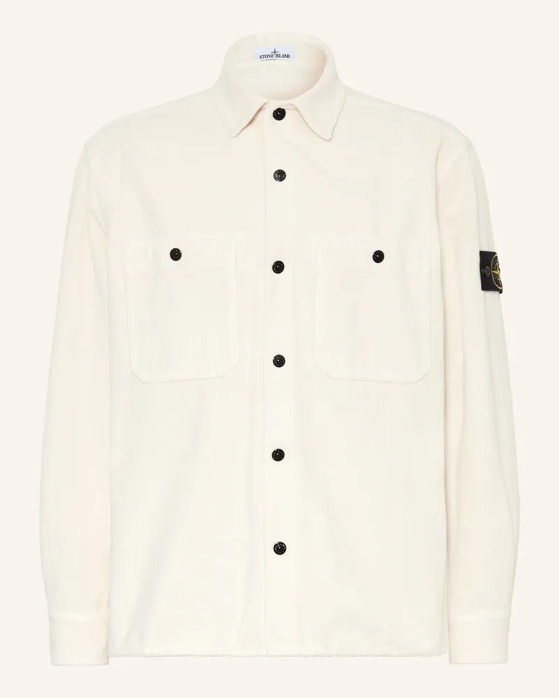 Stone Island Cord-Overjacket weiss Ecru