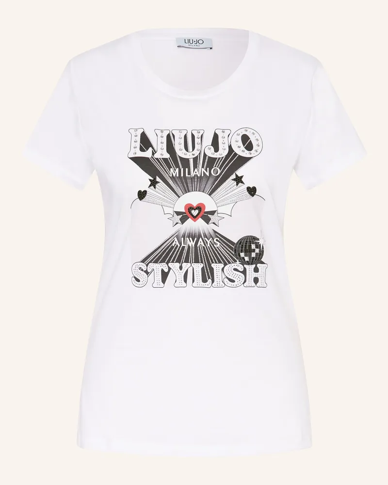 Liu Jo T-Shirt mit Schmucksteinen Weiss