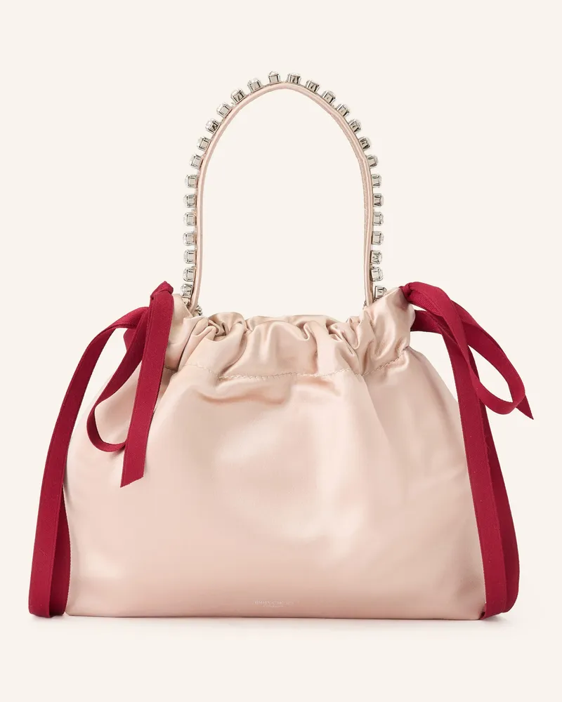 Jimmy Choo Handtasche Drawstring Mini Mit Schmucksteinen rot Creme