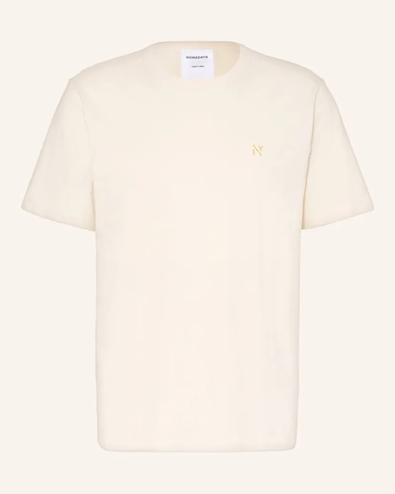 Nowadays T-Shirt weiss Hellbraun