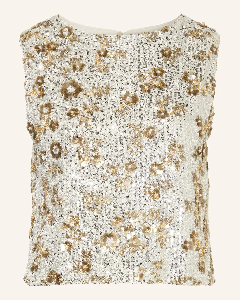MOSS COPENHAGEN Top MSCHMAGNOLIA mit Pailletten und Schmuckperlen Silber