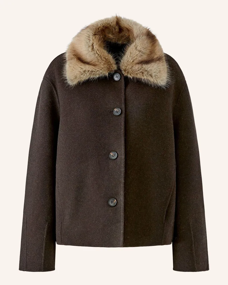 Oui  Jacke Mit Abnehmbarem Kunstfell-Kragen braun Dunkelbraun