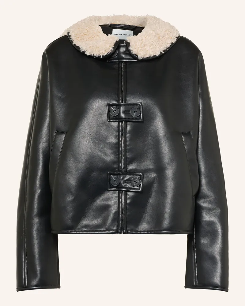 Claudie Pierlot Jacke In Lederoptik Mit Kunstfell braun Schwarz