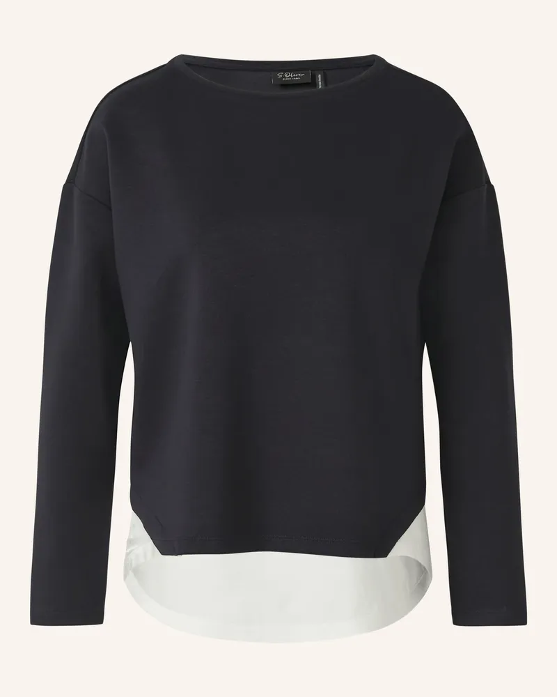 S.Oliver Sweatshirt Im Materialmix blau Dunkelblau