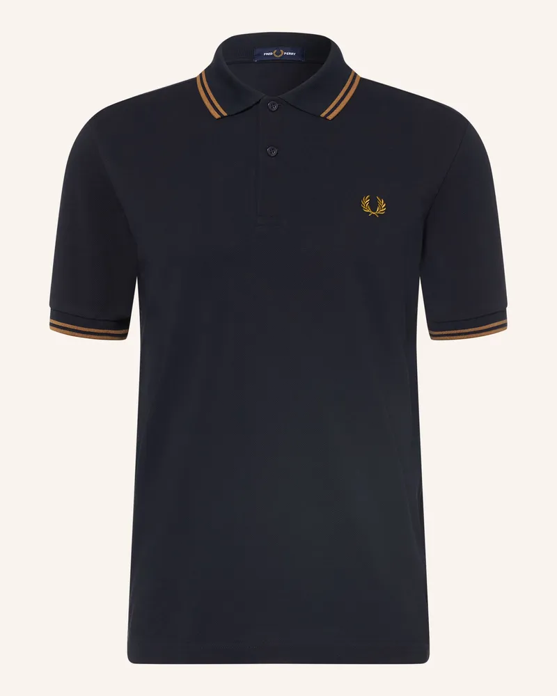 Fred Perry Piqué-Poloshirt blau Dunkelblau