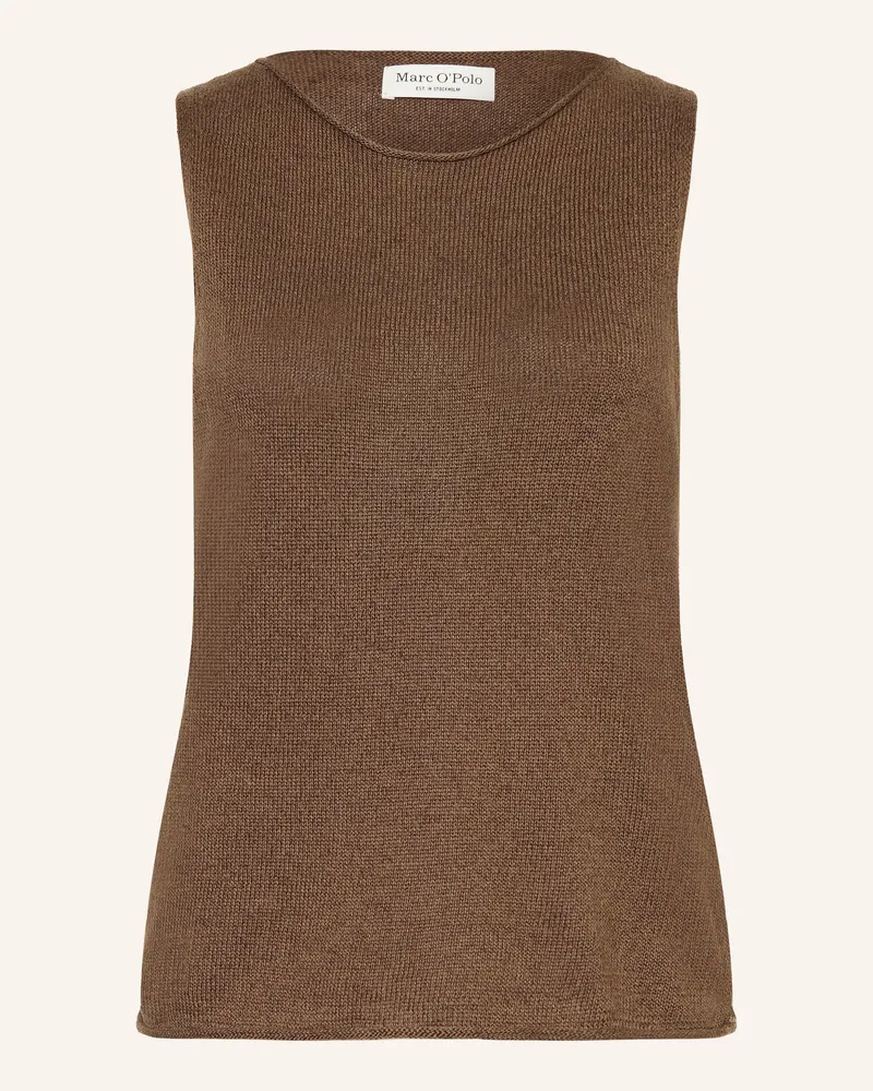 Marc O'Polo Stricktop Mit Leinen braun Dunkelbraun