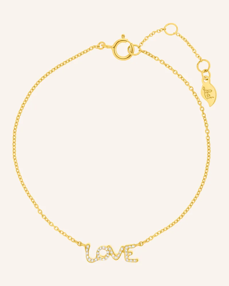 Leaf Armband TINY LOVE aus 14 Karat Gelbgold mit Diamanten Gold