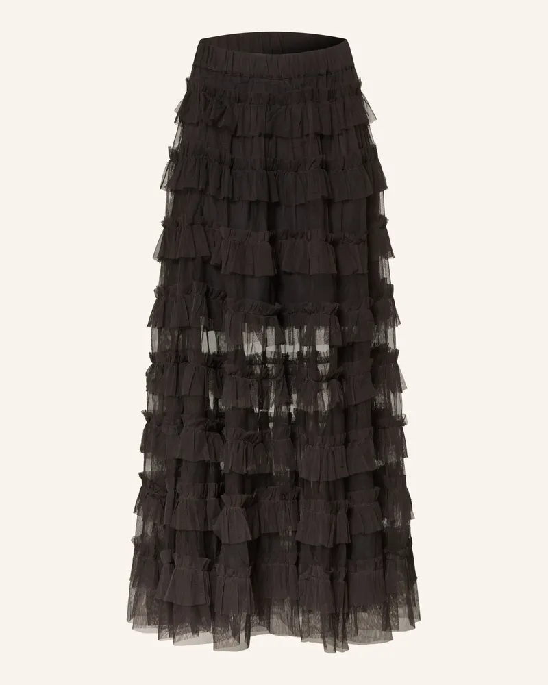 AllSaints Tüllrock mit Rüschen Schwarz