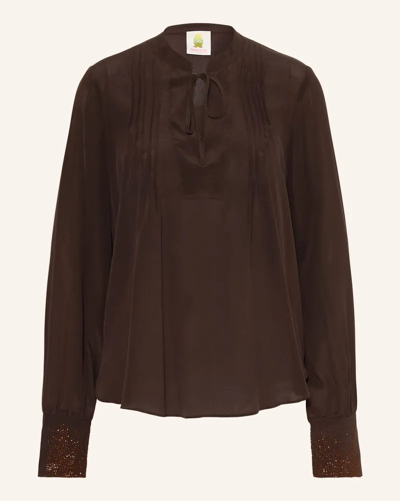 Princess goes Hollywood Blusenshirt Aus Seide Mit Schmucksteinen braun Dunkelbraun