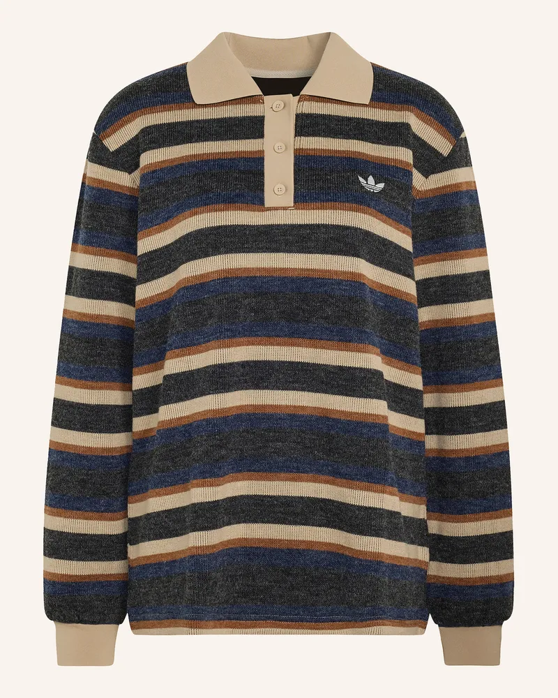 adidas Strick-Poloshirt Striped braun Schwarz