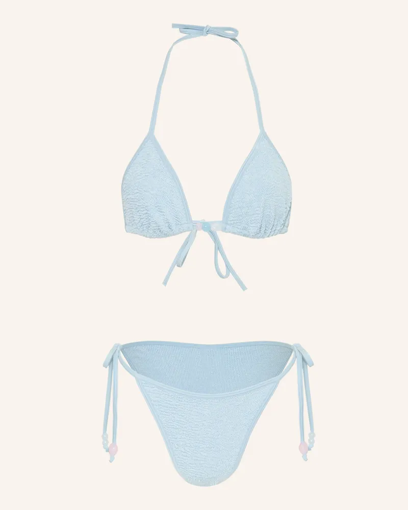 Hunza G Triangel-Bikini Gina Mit Schmuckperlen blau Hellblau