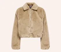 Kunstpelz-Jacke beige