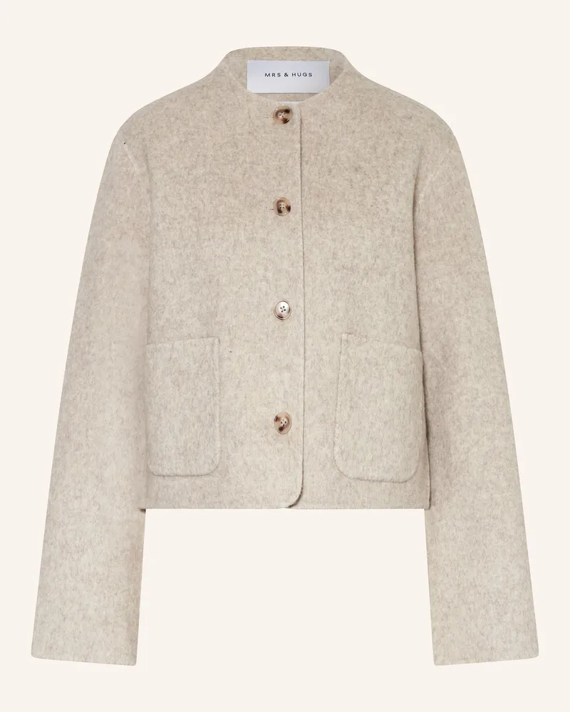 Mrs & HUGS Kastenjacke beige Taupe