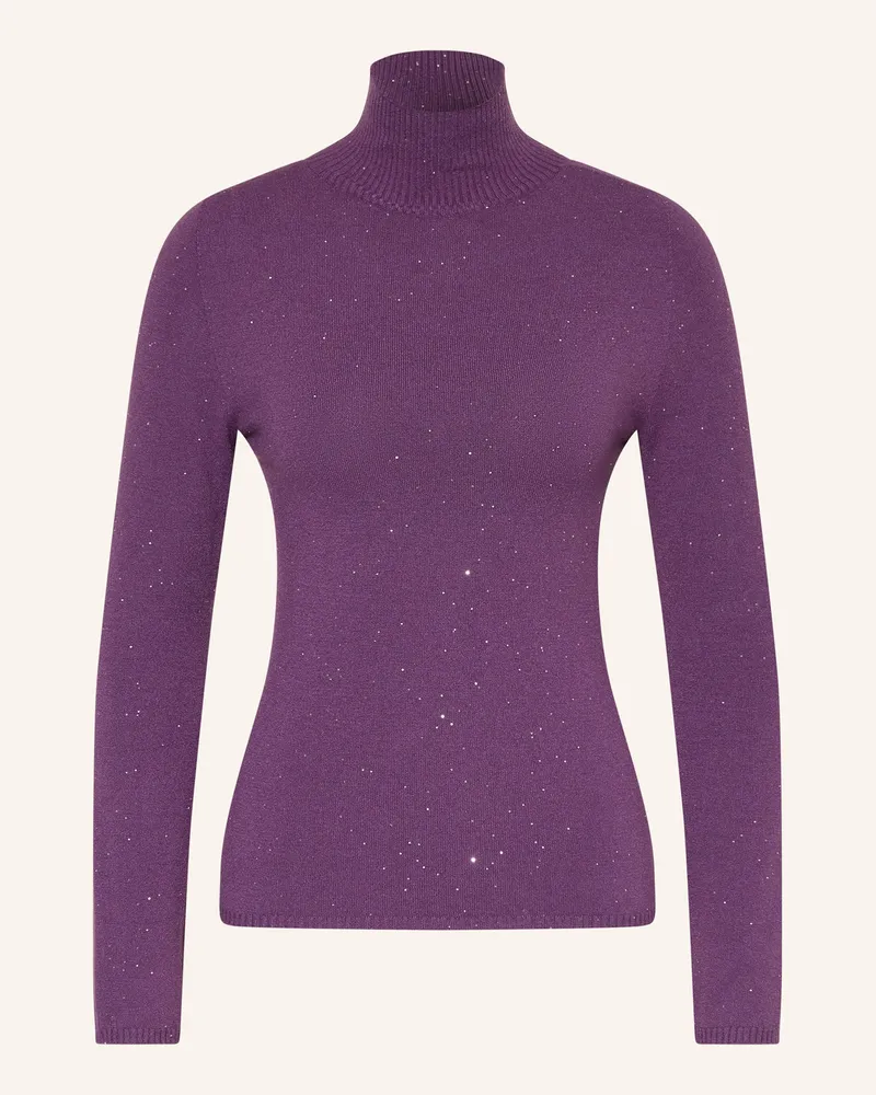 Rich&Royal Rollkragenpullover mit Pailletten Lila