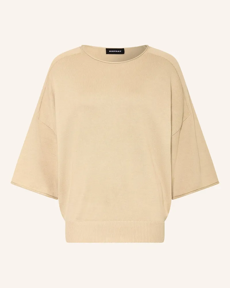 Repeat Oversized-Pullover Mit 3/4-Arm beige Beige