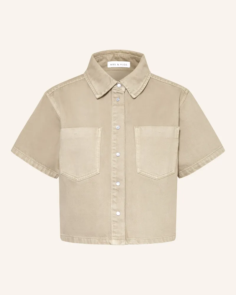 Mrs & HUGS Jeansbluse gruen Khaki