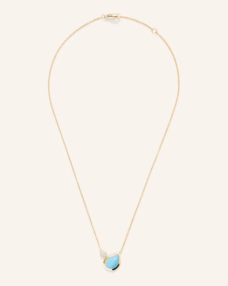 TAMARA COMOLLI Halskette NECKLACE SIGNATURE 2 DROPS TURQUOISE Gold