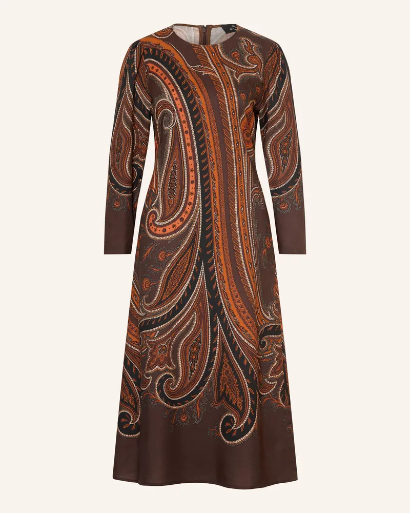 Etro Kleid Mit Seide rot Dunkelbraun