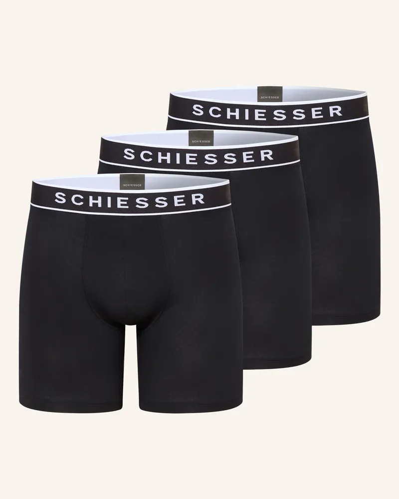 Schiesser 3er-Pack Boxershorts schwarz Schwarz