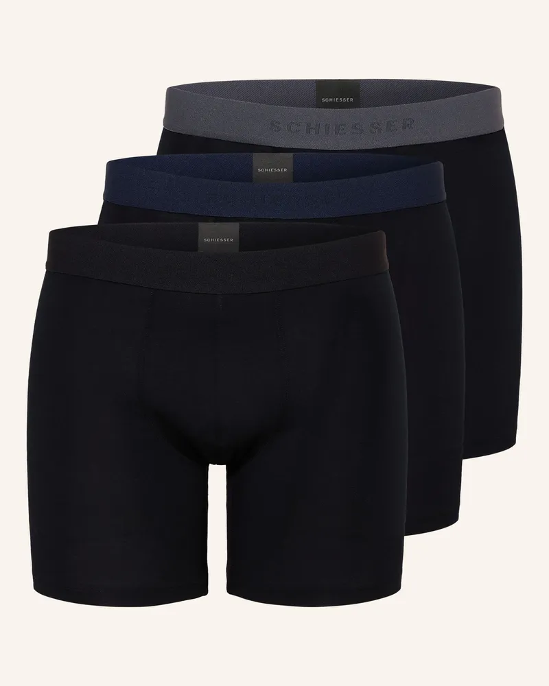 Schiesser 3er-Pack Boxershorts schwarz Schwarz