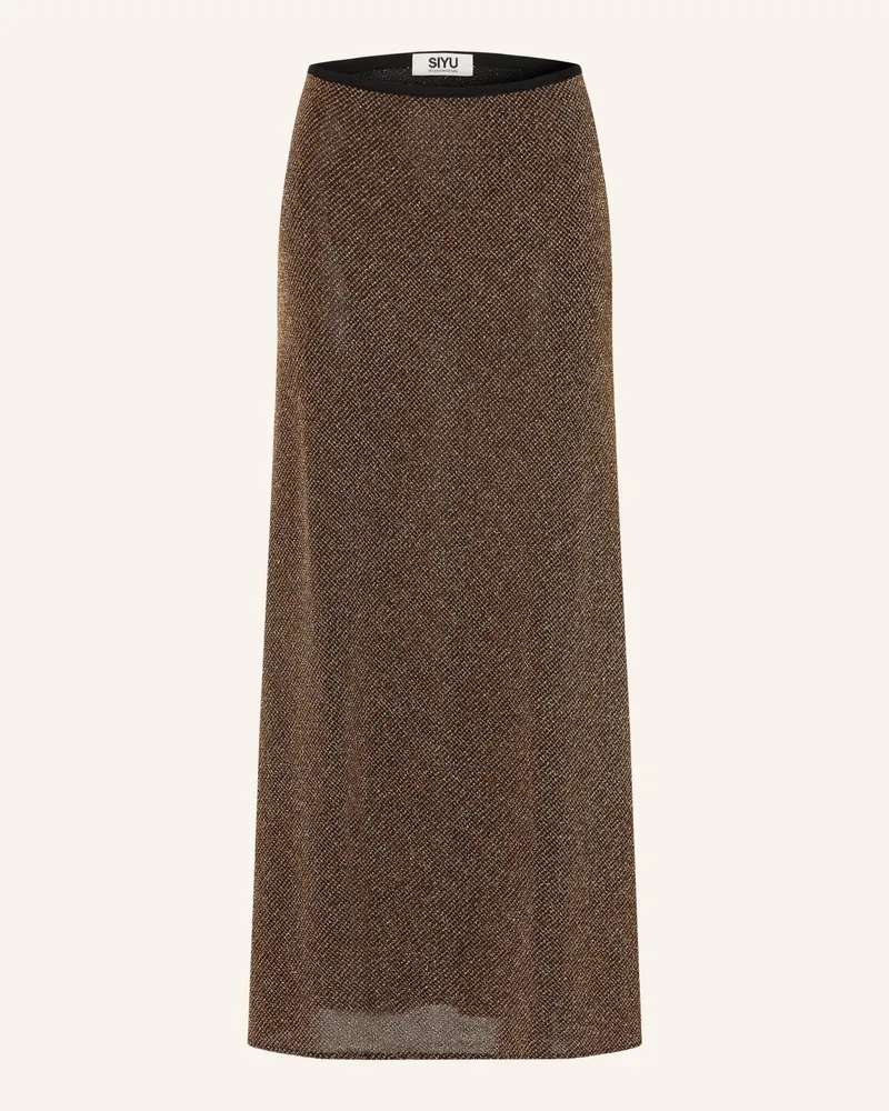 SIYU Rock Mit Glitzergarn braun Cognac