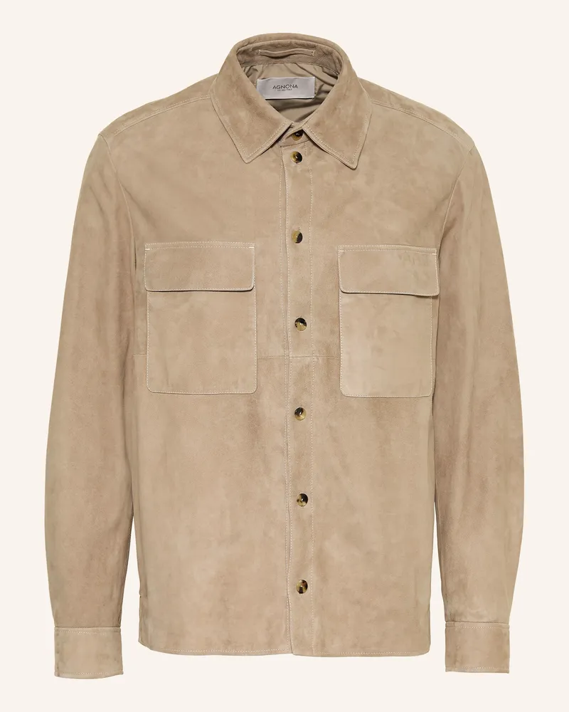 AGNONA Lederjacke beige Taupe