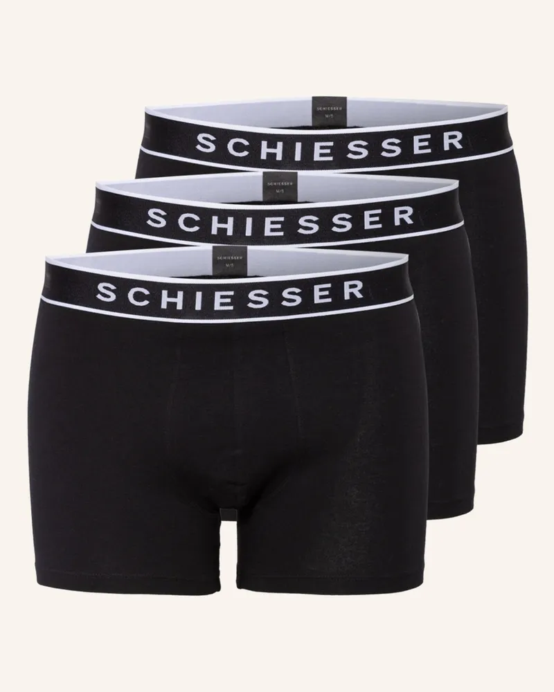 Schiesser 3er-Pack Boxershorts 95/5 schwarz Schwarz