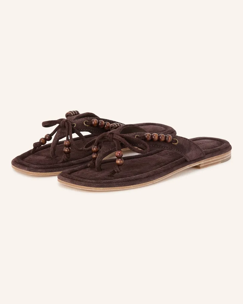 Kennel & Schmenger Zehentrenner LYA mit Schmuckperlen Dunkelbraun