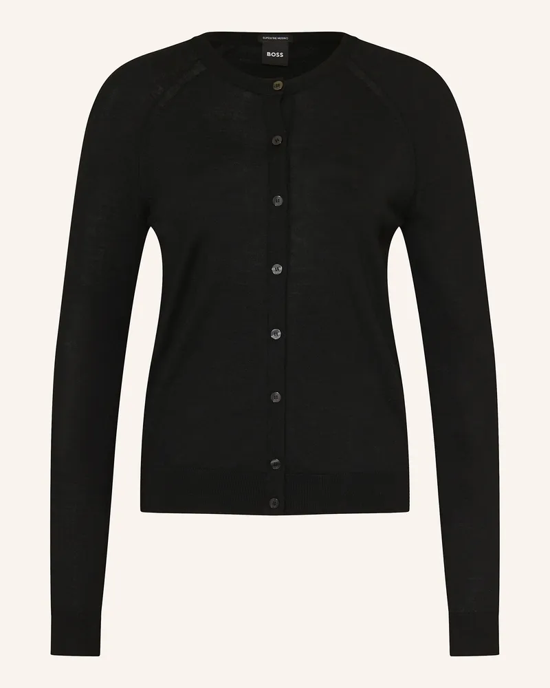 HUGO BOSS Strickjacke Fonami schwarz Schwarz